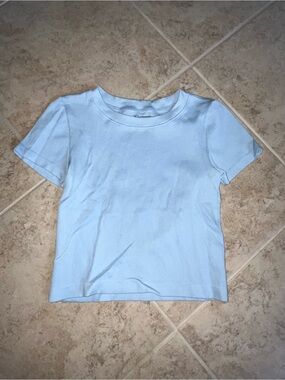 No Boundaries Light Blue Ribbed Short Sleeve Tee